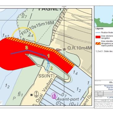 Raccordement Fécamp – Opérations de pose de fourreaux dans le chenal en août 2021